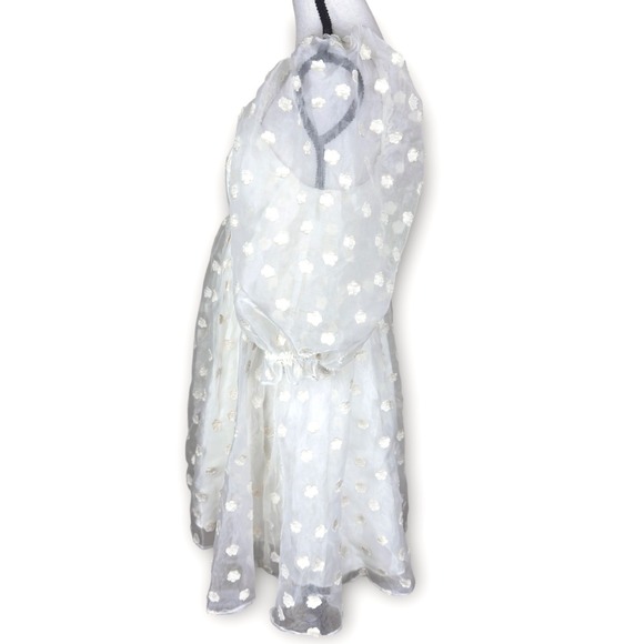 Storia 3-D Tiny Daisy Floral Baby Doll Mini Dress Small Puff Sleeve Romantic - Picture 10 of 10